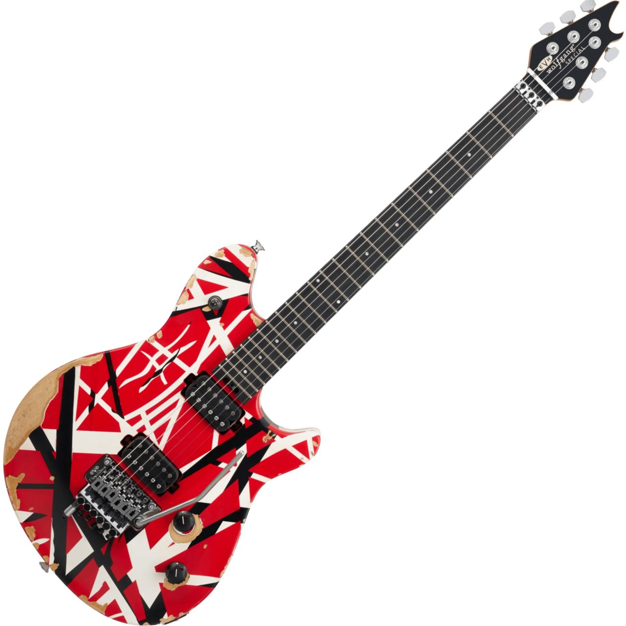 EVH Limited Edition Wolfgang Special Striped Series Red Black and White Aged